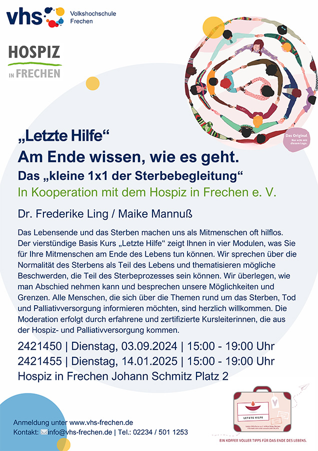 Plakat zum Letzte Hilfe Kurs vom Hospiz in Frechen